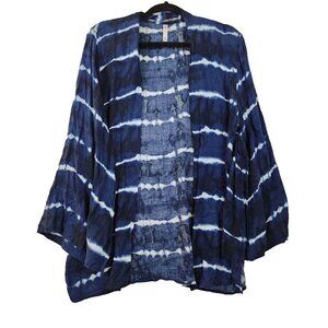 Xhilaration Womens M/L Blue Black White Tie Dye Long Sleeve Open Front Cardigan